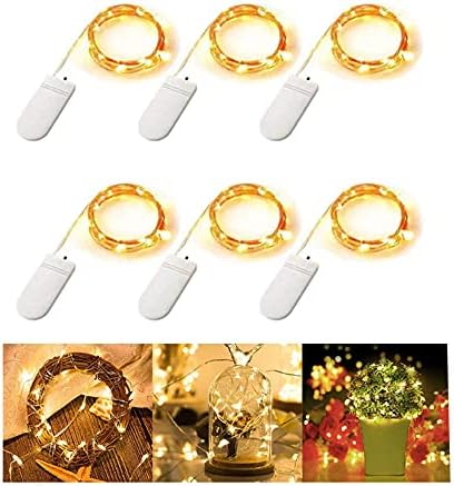 Naz Yuu-Goo Fairy String Lights 6 пакувања 20 LED светла на бакарна жица долга 6 стапки секоја светлина, совршена за Ноќта на вештерките, Божиќ