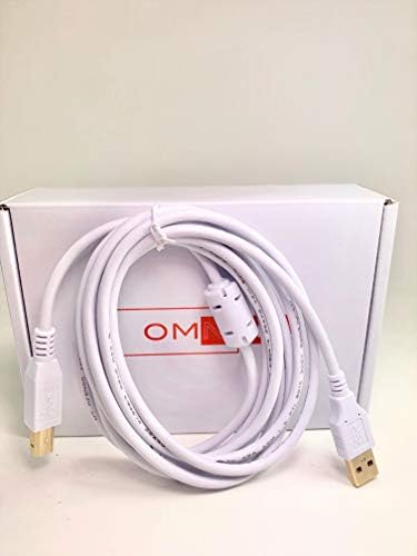 Omnihil 8ft-бел USB кабел со голема брзина компатибилен со Avision AW210 Color Simplex 34PPM CCD PleSfed скенер