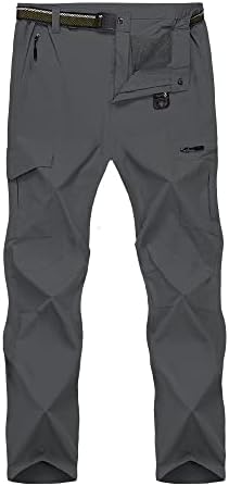 Машки пешачки работни панталони карго со појас и повеќе џебови, водоотпорни панталони лесни брзо суво случајно