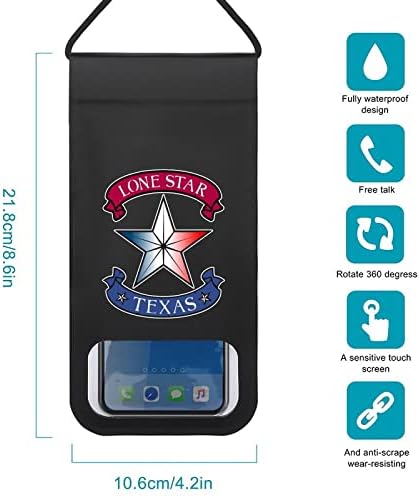 Тексас, Државата Осамена Ѕвезда Водоотпорен Држач За Телефонска Торбичка Заштитник Сува Торба Случај Со Јаже