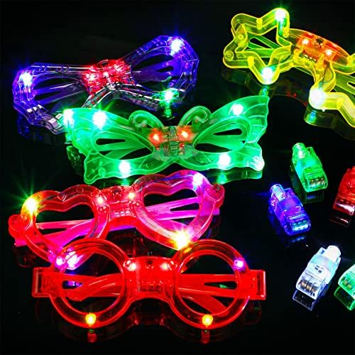 100 Парчиња Светат Во Темните Партиски Материјали, LED Светлината Играчка Вклучуваат 30 Парчиња LED Очила 70 Парчиња LED Прст Светла Трепка