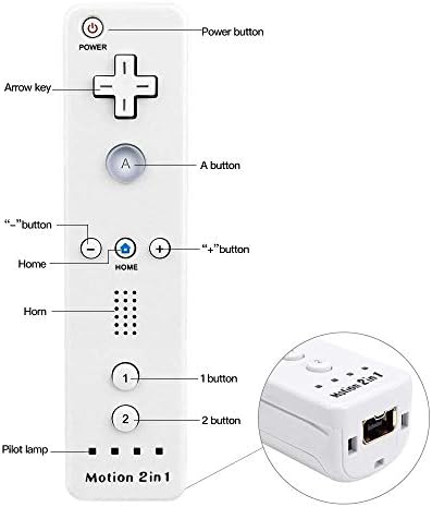 Wii Motion Plus Controller, безжичен Wii Remote Controller и Nunchuck JOYSTICK со Build -in Motion Plus Silicone Case и лента за зглобот