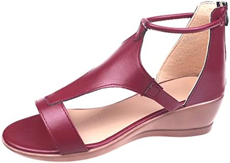 Женски сандали назад поштетни потпетици римски сандали модни гроздобер клинови сандали дами облечени платформа слајдови чевли