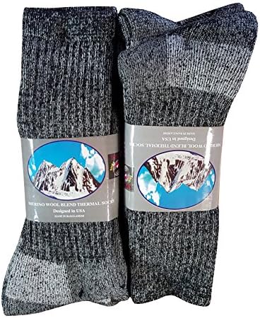 6 парови пакуваат машки 75% мерино волна топли чорапи