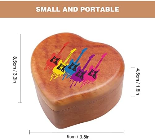 Шарена гитара дрвена музичка кутија срцева форма музички кутии гроздобер дрвена кутија за подарок
