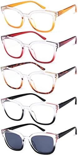 Очила за Читање со 4 пакувања Сина Светлина Што Блокира Двобојни Жени Читатели 1.0