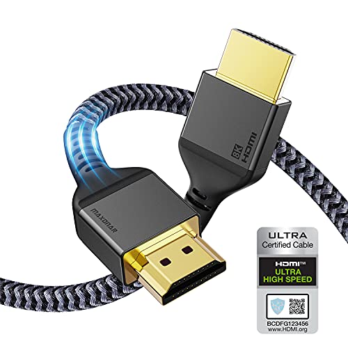 Maxonar 8K Оптички ВЛАКНА HDMI Кабел 50ft [Сертифициран] Ултра HD Голема Брзина HDMI 2.1 Кабел, 8K60 4K120 144Hz, 48Gbps CL3 HDCP