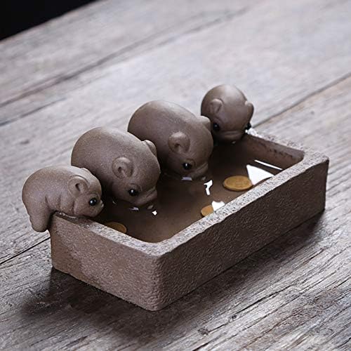 Kkonion Кинески Зиша чај домашно милениче симпатична четири статуи на свињи Виолетова глина, животински фигура чај додатоци