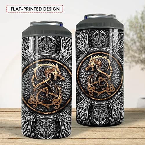 Sandjest Dragon Viking Tumbler 4 во 1 16oz Tumbler Can Can Coozie Skinny Skinny Timbler Tumbler подарок за мажи тато пријатели