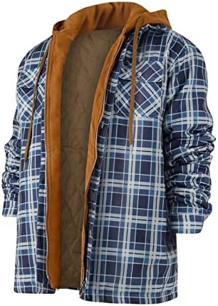 Зимски јакни PXloco за мажи, машка ватирана обложена со памучни јакни од аспиратор, руно, наредени фланели кошули Шерпа јакни