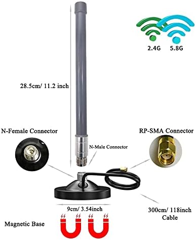 WiFi антени OMNI Внатрешен двојна лента на отворено 2,4GHz 5,8GHz магнетна база со кабел RP-SMA 3Meters за WiFi рутер/PCI-E/WiFi мрежна картичка/USB