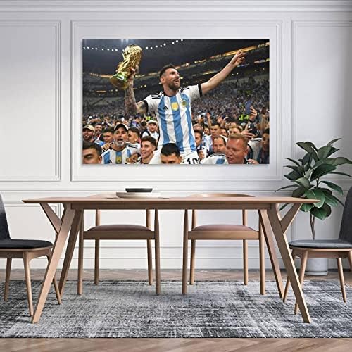 2022 година Постер на Светскиот куп на фудбал Катар Аргентина Меси Светски шампион Момци соба Декоративна уметност сликарство подарок платно