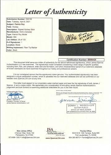 Патрик Рој Потпишан &засилувач; Впишан Колорадо Лавина Кохо Голи Стап JSA Коа-Автограм Нхл Стапчиња