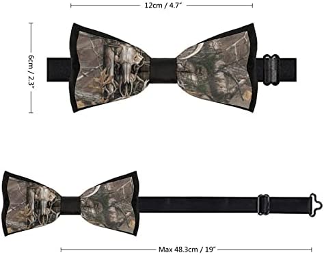 Weedkeycat Бак череп со ловна сцена Смешна вратоврска пред-врзана формална лак врски прилагодлива лак за мажите за мажи