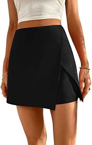 SweatyRocks женски високи половини асиметрични полите се исече цврсти обични шорцеви здолништа