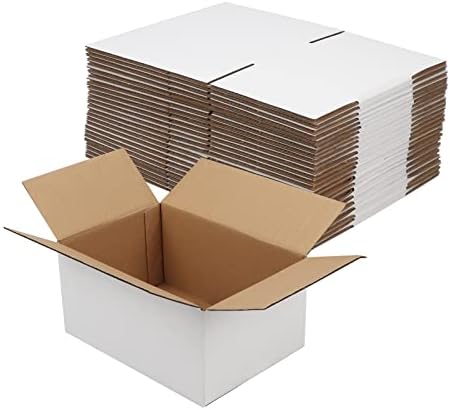 HOIKWO 10x7x5 кутии за испорака сет од 25, бела брановидна картонска кутија за мал бизнис за испраќање на пакување