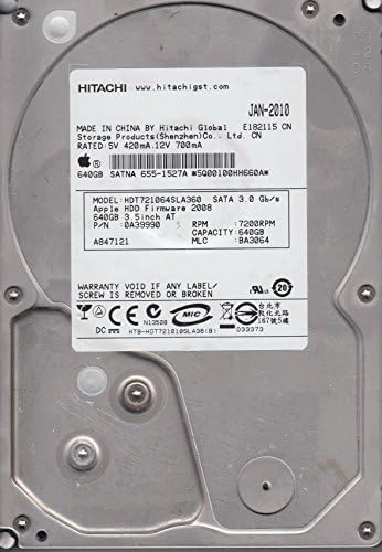 HDT721064SLA360, PN 0A39990, MLC BA3064, HITACHI 640GB SATA 3.5 Хард Диск