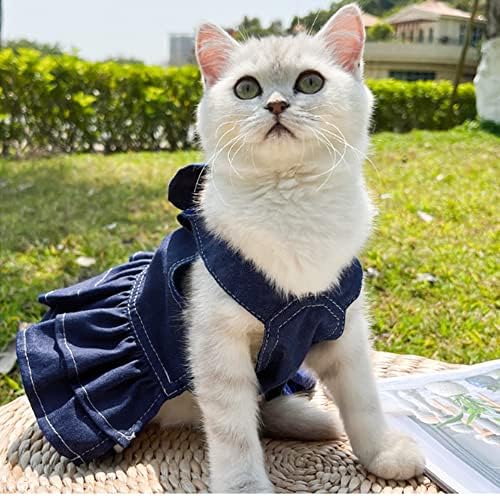 Аниак кучиња тексас фустани за мали средни кучиња кутре девојче облека со поводник прстен и симпатична лак јазол летен мачки облека