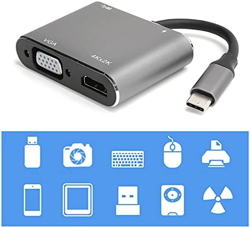 Мултимедијален интерфејс Type-C до HD Multimedia VGA USB3.0 USB-C Докинг станица 4in 1 USB-C конвертор 4K