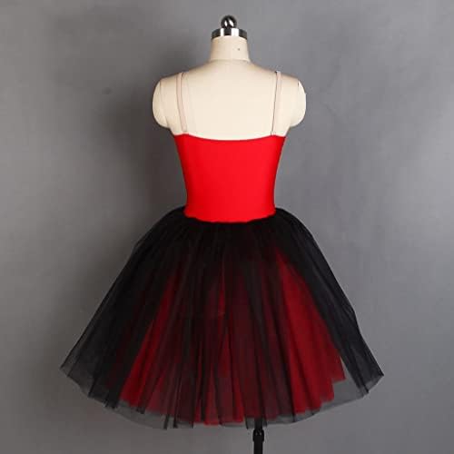 N/A црвен фустан спандекс Bodice Camisole Ballet Dance Tutu Costume романтично туту здолниште за жени перформанси