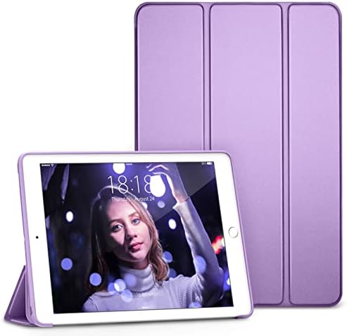 DTTO iPad 9-ти/ 8-ми / 7-Ма Генерација 10.2 Случај, Лесен Мек Tpu Назад За iPad 10.2 Инчи со 1 Пакет HD Јасен Заштитник На Екранот Од Калено Стакло, Виолетова
