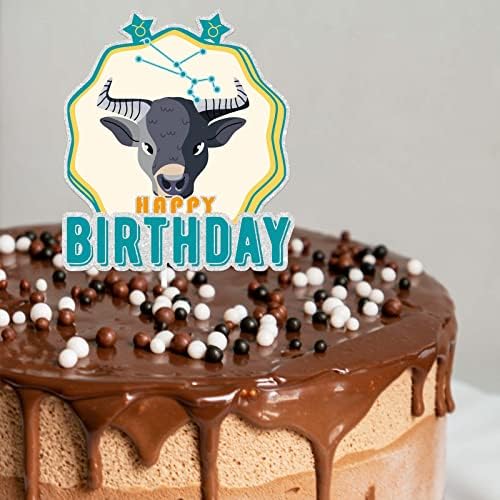 Сјај среќен роденден Бик торта за торта за роденден за соstвездие oreубовник тема декор, бебе туш момчиња девојчиња маж, семејна