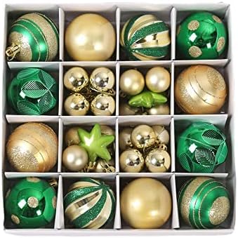 Производи за домаќинства 42 парчиња сет за Божиќни топка, приврзок за украси за новогодишни елки, пластични топки пред-строги, разнишани кутии спакувани топки, праз?