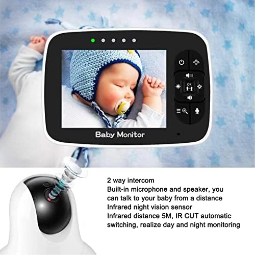3,5in 1080p Видео Монитор за бебиња, Бебе камера со ноќно видување 2, вграден во температурни сензори, SM935 Бебе безбедносна камера Адуио