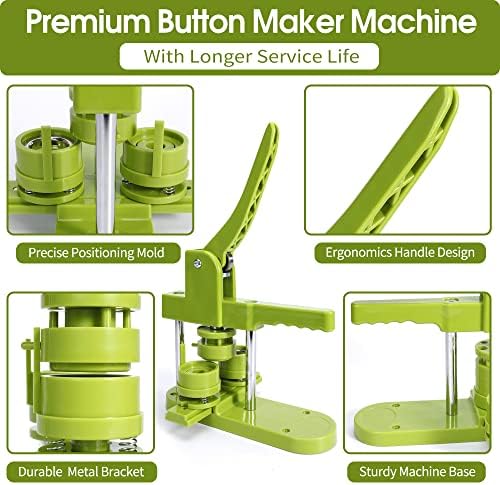 Машина за создавање на копчиња со повеќе големини 1+1,25+2.25 инчи копчиња за DIY, пластично копче 300 парчиња и 100 парчиња 25 мм метално копче