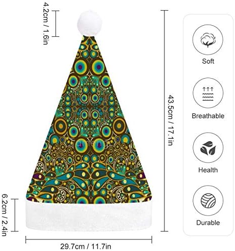 Божиќ Дедо Мраз Шапка, Паун Пердув Дизајн Божиќ Празник Шапка За Возрасни, Унисекс Удобност Божиќ Капи За Нова Година Празнична Костим
