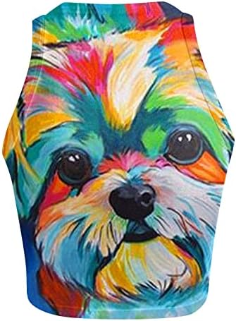 Women'sенски Women'sенски 2023 врвови без ракави летни модни насликани кучиња за печатење на кучиња маица резервоар врвови врвови