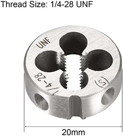 Uxcell 1/4-28 UNF Round Round Die, Machine Thread Десна рака навој, умира, легура алатка за челична завртка за завртки за умирање