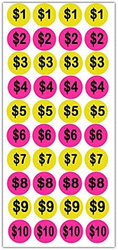 Налепници за цени на Youok, етикети со флуоресцентни жолти розови кружни кружни точки, етикети со лепила за лепила од 500 парчиња