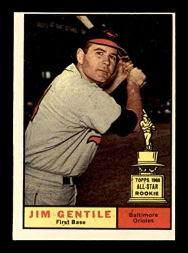 559 Jimим Gentентил - 1961 Бејзбол картички Топпс оценети екс+ - Бејзбол плоча со автограмирани гроздобер картички