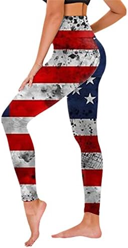 САД 4 -ти јули хеланки за жени американско знаме мека мека половината за јога панталони тренингот за трчање на жени за жени