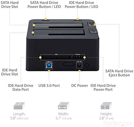 Startech.com USB 3.0 до IDE SATA Hard Drive Docking Station за 2,5/3,5 хард диск - Док на хард диск на суперспејд