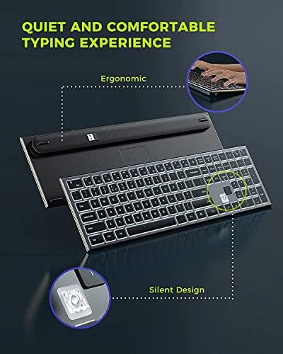 Безжична тастатура на Seenda Backlit, 2,4GHz Ultra Slim Altergable, осветлена безжична тастатура за компјутер, лаптоп, работна површина, компјутер, површина, паметен телевизор, Windows 10/8/