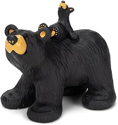 Демдако возејќи мечка црна мечка 5 x 6,5 скулптура со рачно-смола фигура