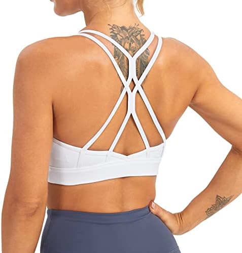 Sportspy Sportpy Sports Sports за жени Crisscross Back Light Supporting Thruice Running Yoga Bra со отстранливи чаши