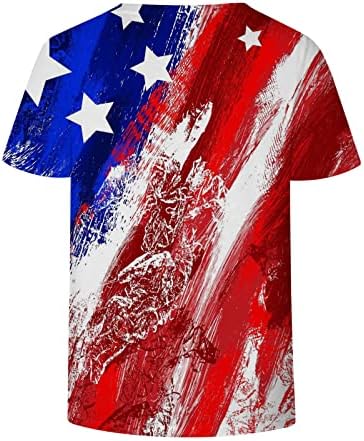 4-ти јули маица женски кошули со американско знаме starsвезди ленти со кратки ракави врвови во САД Ден на независност Патриотски маички