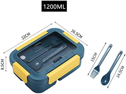 AKNHD Рук за полнење 1200 мл здрава материјал за ручек со лажица и вилушка-доказ 3 партиција Бенто кутија микробранова храна за складирање