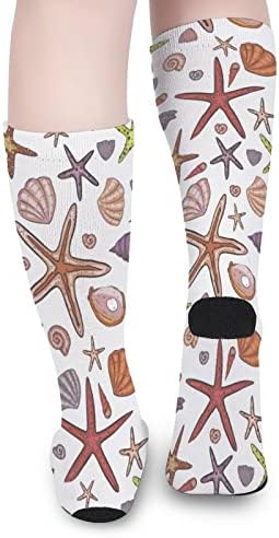 Морска ѕвезда И Школки Печатени Чорапи Што Одговараат На Боја Атлетски Чорапи Високи Колена За Жени Мажи