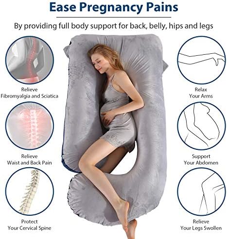 Перница за бременост во Викстарија, породилна перница во форма на 57 инчи со отстранлив капак за поддршка на целото тело за грб, колкови, нозе, стомак