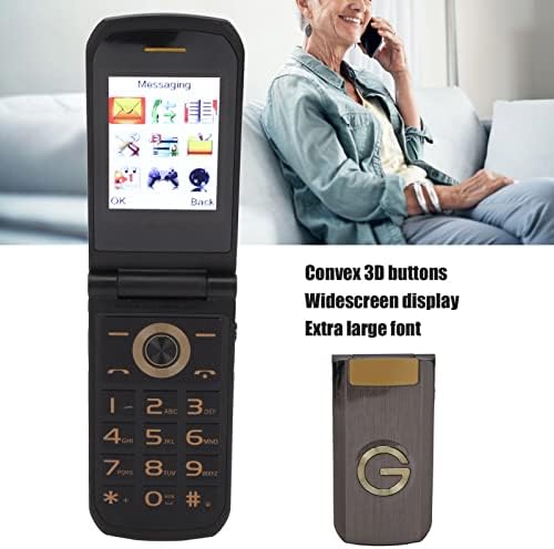 Сениори флип мобилен телефон, големи копчиња Гласен звучник отклучен телефон, двоен SIM 2.4in екран 32+32MB, батерија 4800mAh, со камера FM MP3