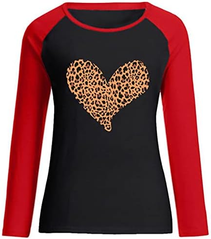 Денот на в Valentубените, кошули со ракави на рафан, жени секси слатко слабиот лиид, графички дуксери за срцеви маички модни екипи на екипажот