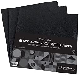 Еколошки влакна Премиум Крафт пролеана сјајна хартија, 12 x 12, црна, пакет од 10