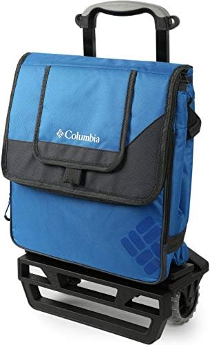 Columbia Crater Peak Wheeled Cooler - 50 Can Rolling Cooler - Сино склопувачки ладилник со супер пена изолација и преклопна количка со тркала