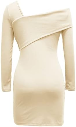 Nokmopo Долг ракав макси фустан за женски секси цврста боја на цврста боја, тенок, фит долги ракави фустан