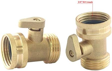 2 пакувања, месинг за градинарски црево, исклучен вентил, 3/4 '' Thread Thread Thread Thread Duty Hose Connector Connector Ball Valve