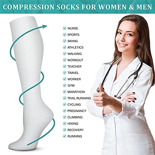 Чорапи за компресија на бакар за циркулација на жени и мажи 15-20 mmHg е најдобро за атлетика, поддршка, велосипедизам, медицинска сестра